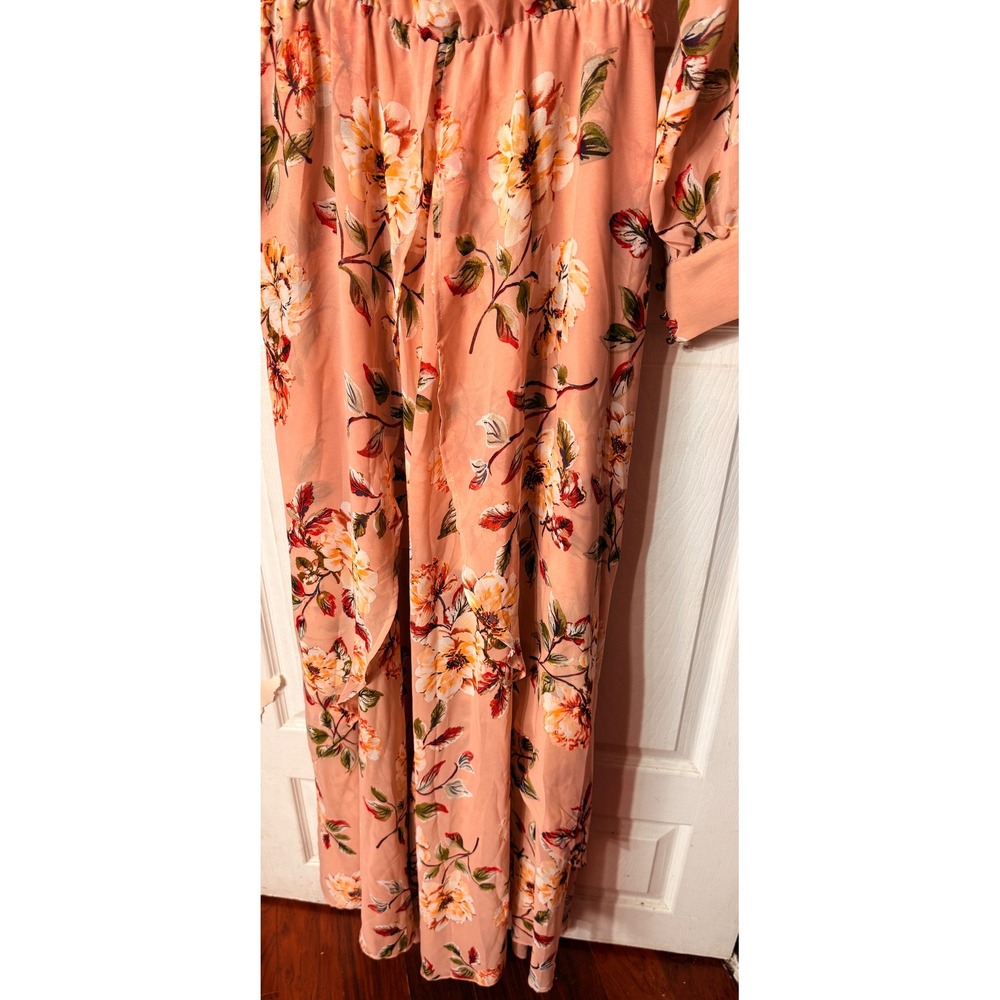 XTAREN Plus Peach Floral Wrap Maxi Dress Long Sleeve 2X - Picture 4 of 10